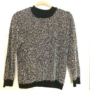 Calvin Klein Womens Long Sleeve Crew Neck Sweater Black White Texture Size S